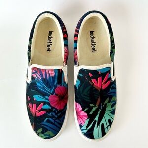 Bucketfeet Tropical Floral Palm Print Slip On Sneaker Size 7.5